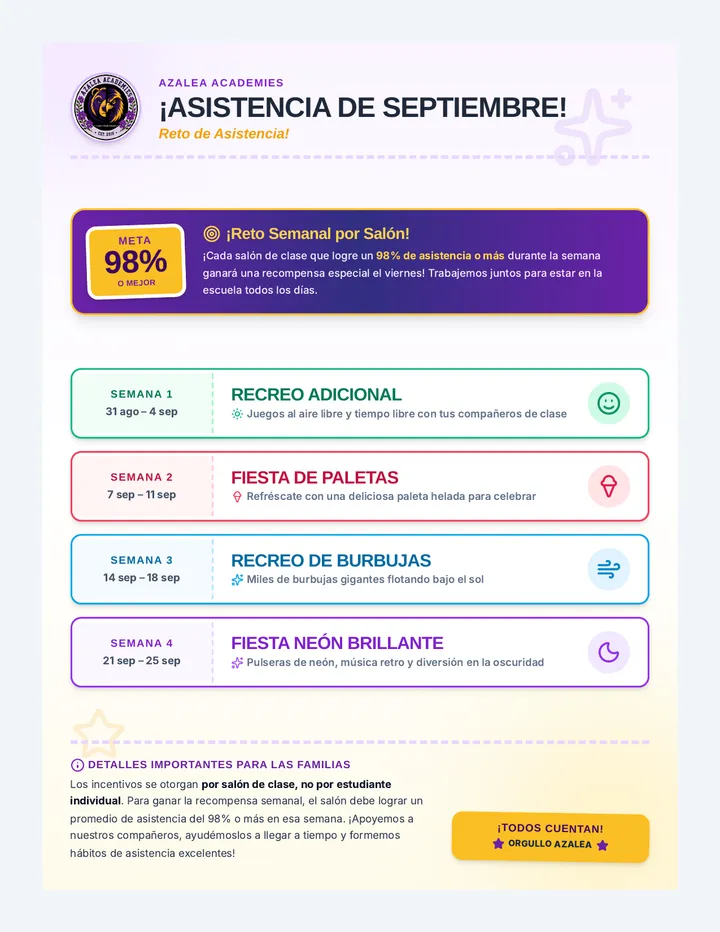 September Attendance Flyer Spanish
