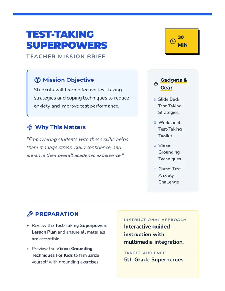 Test-Taking Superpowers Lesson Plan