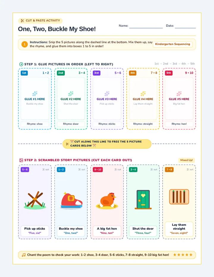 Buckle Shoe Sequence Activity Sheet