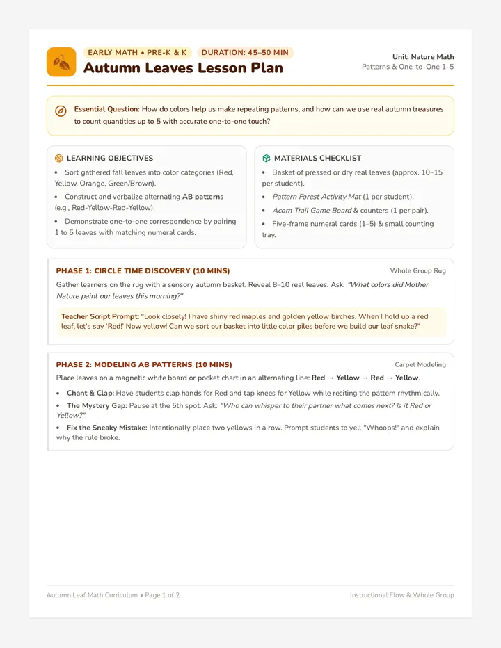 Autumn Leaves Lesson Plan