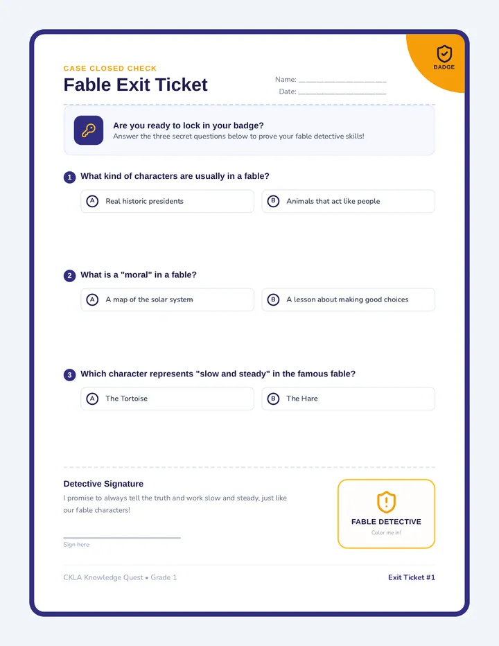 Fable Detectives Exit Ticket