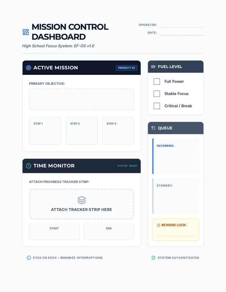 Mission Dashboard Worksheet