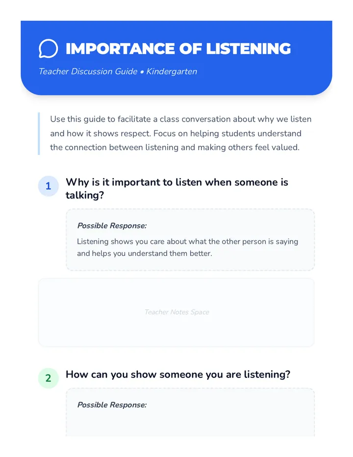 Importance of Listening Discussion Guide