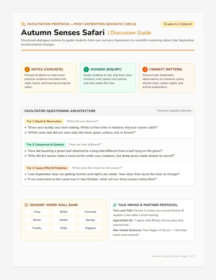 Autumn Safari Discussion Guide
