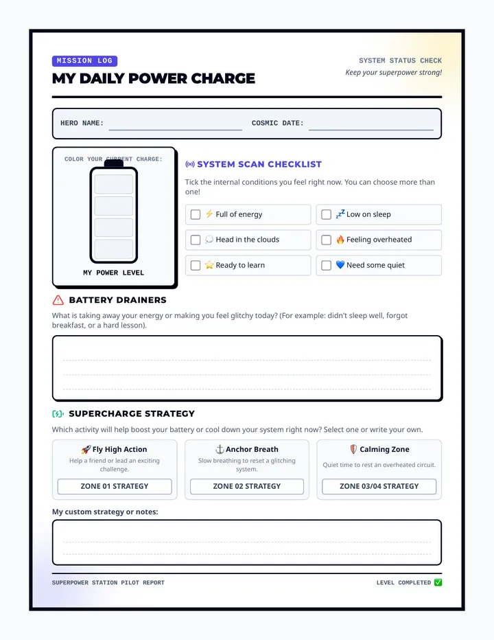 Power Charge Worksheet