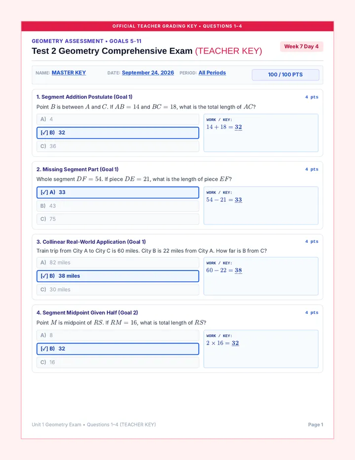 Unit Comprehensive Test Teacher Packet