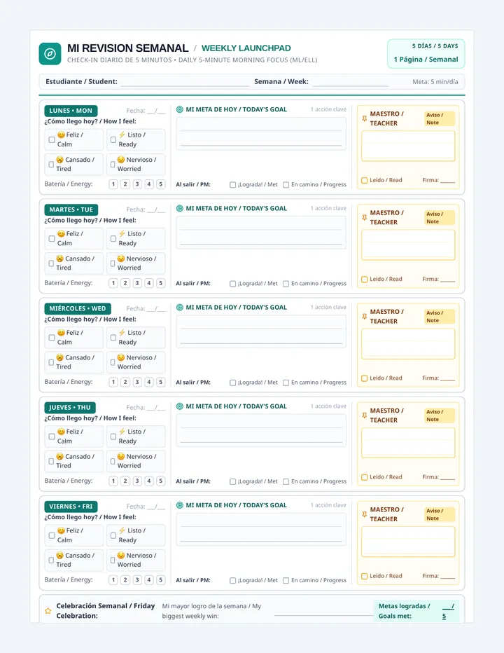 Morning Launchpad Worksheet