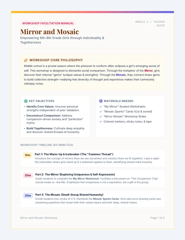 Mirror Mosaic Teacher Guide