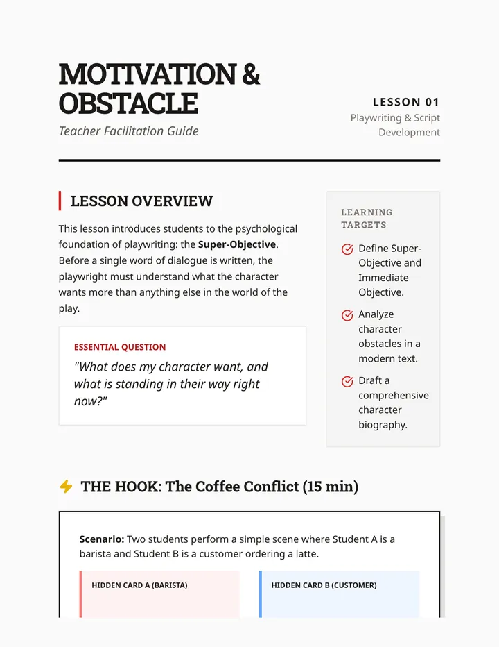 Motivation and Obstacle Teacher Guide