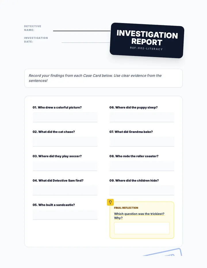 Detective Recording Sheet