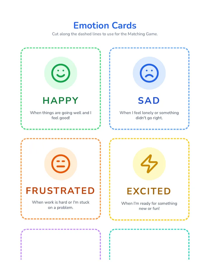 Emotion Cards Worksheet