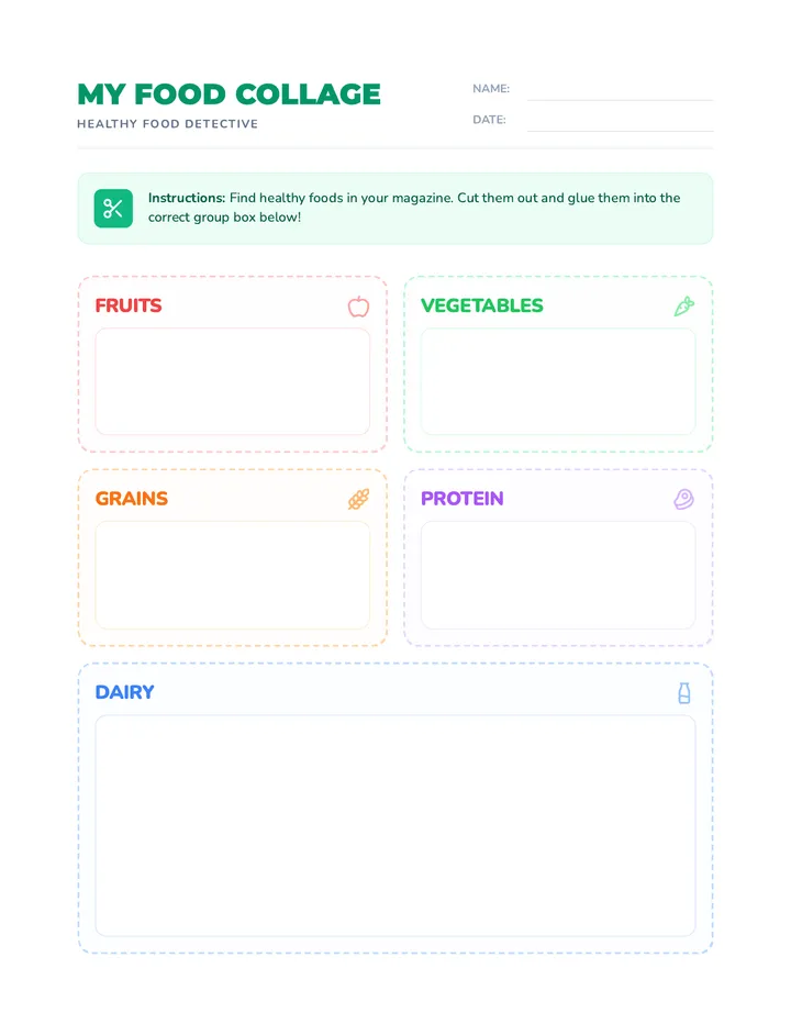 Food Collage Worksheet