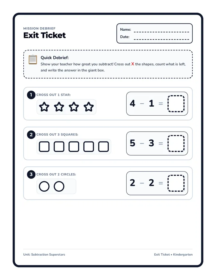 Star Subtraction Exit Ticket
