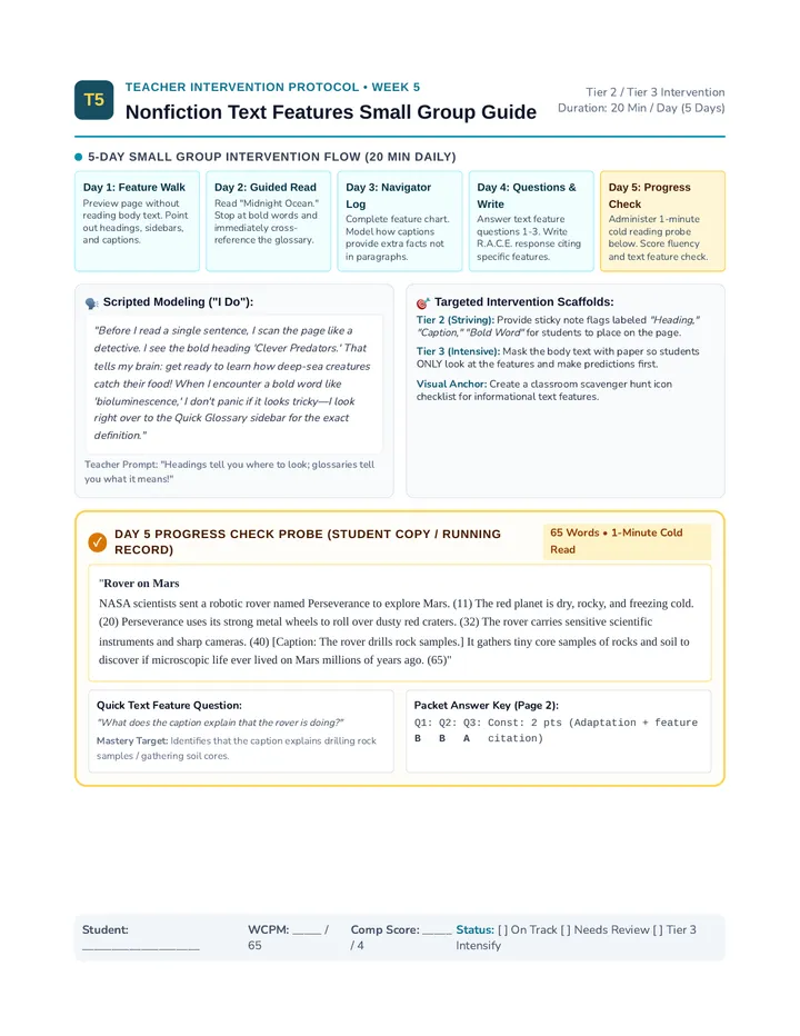 Text Features Teacher Guide