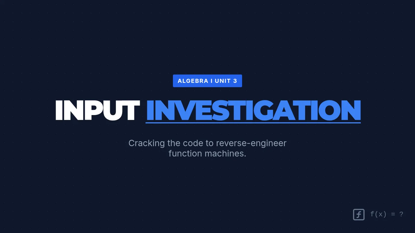 Input Investigation Slides