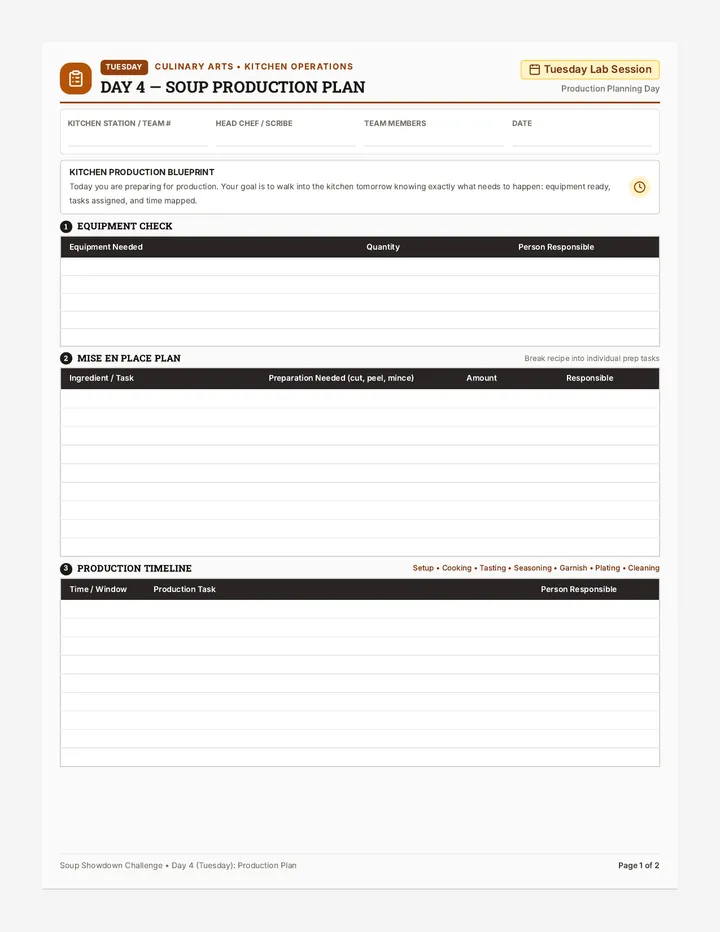 Soup Production Planning Workbook