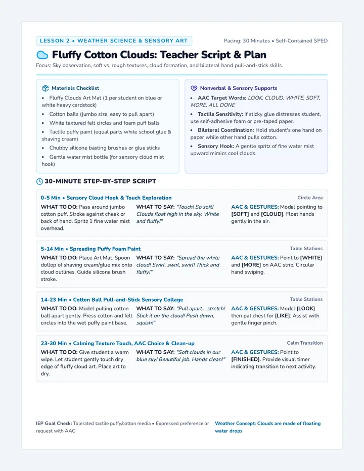 Fluffy Clouds Teacher Guide