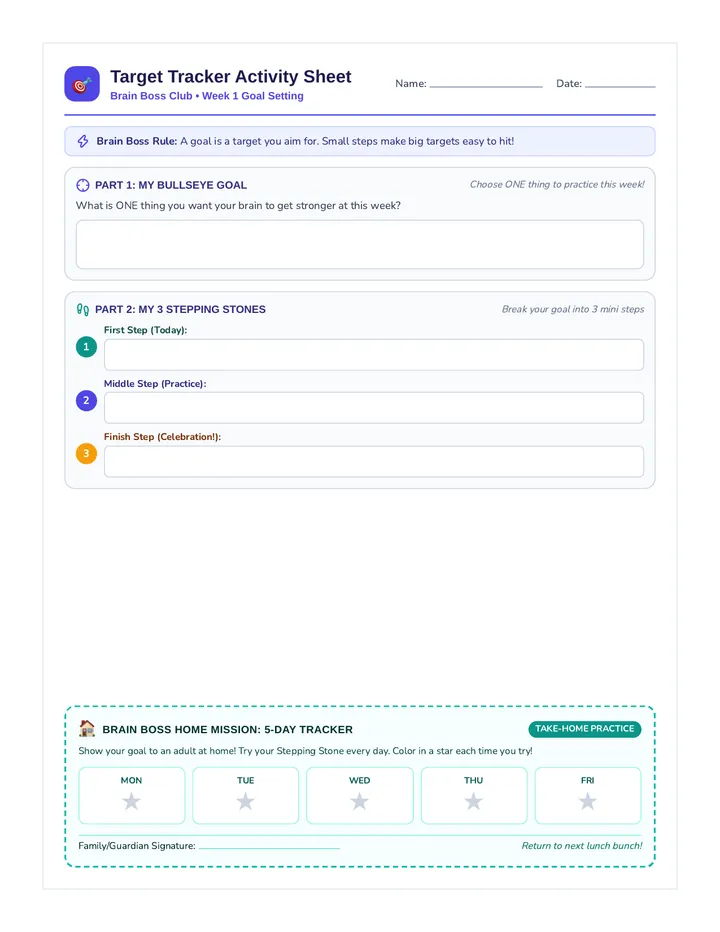 Target Tracker Activity Sheet