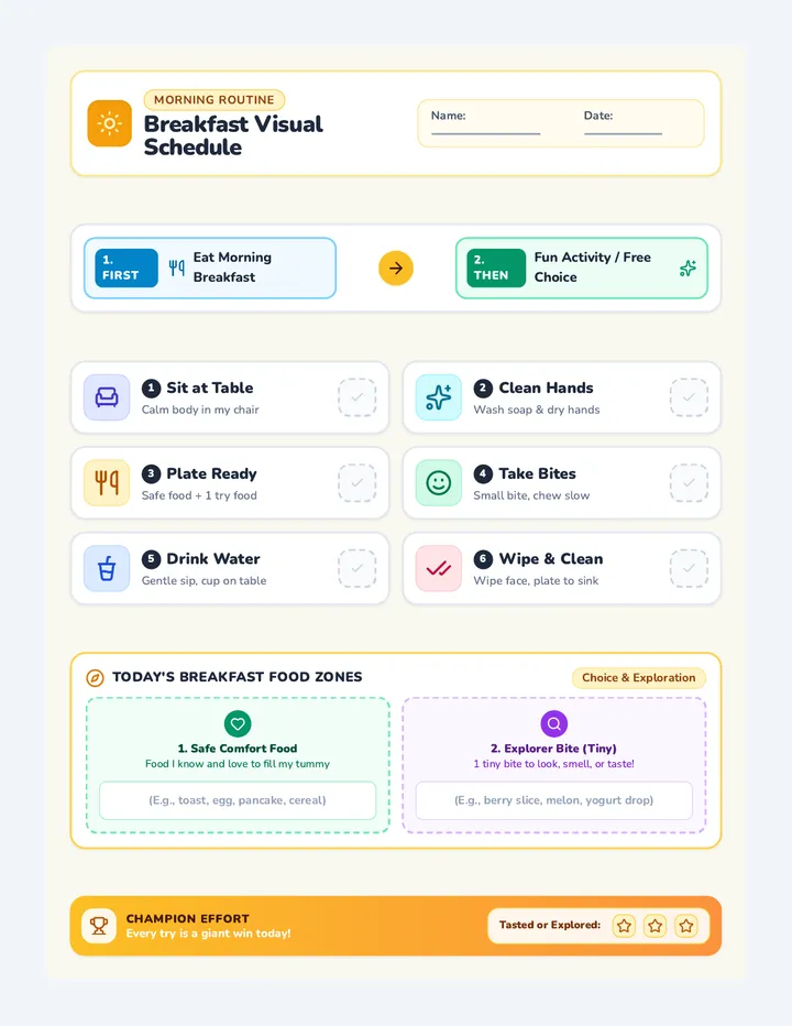 Breakfast Explorer Visual Schedule