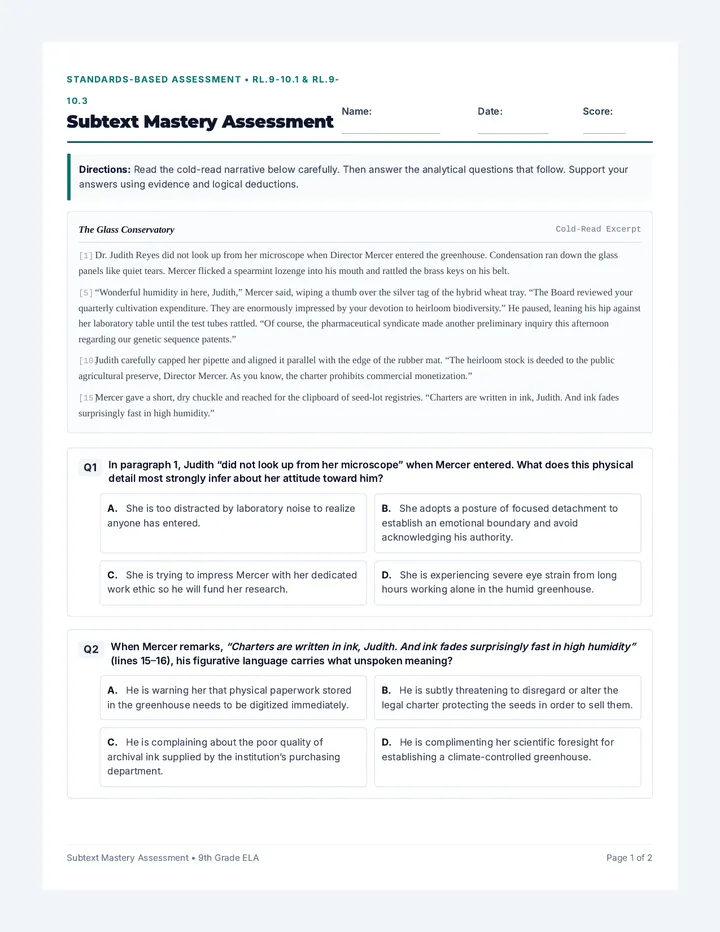 Subtext Mastery Assessment