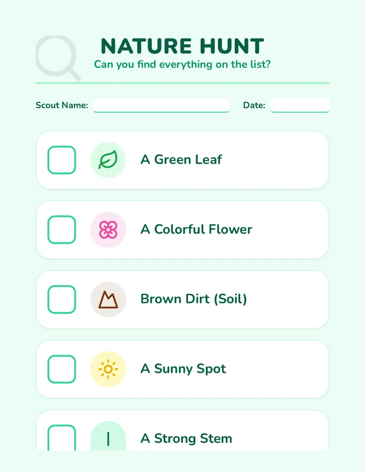 Nature Hunt Search Sheet
