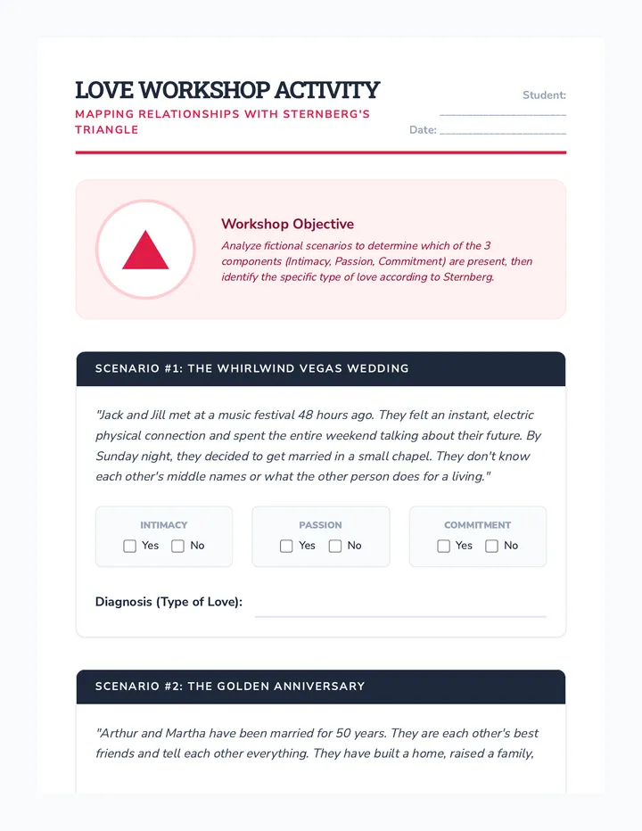 Triangular Love Workshop Activity Worksheet