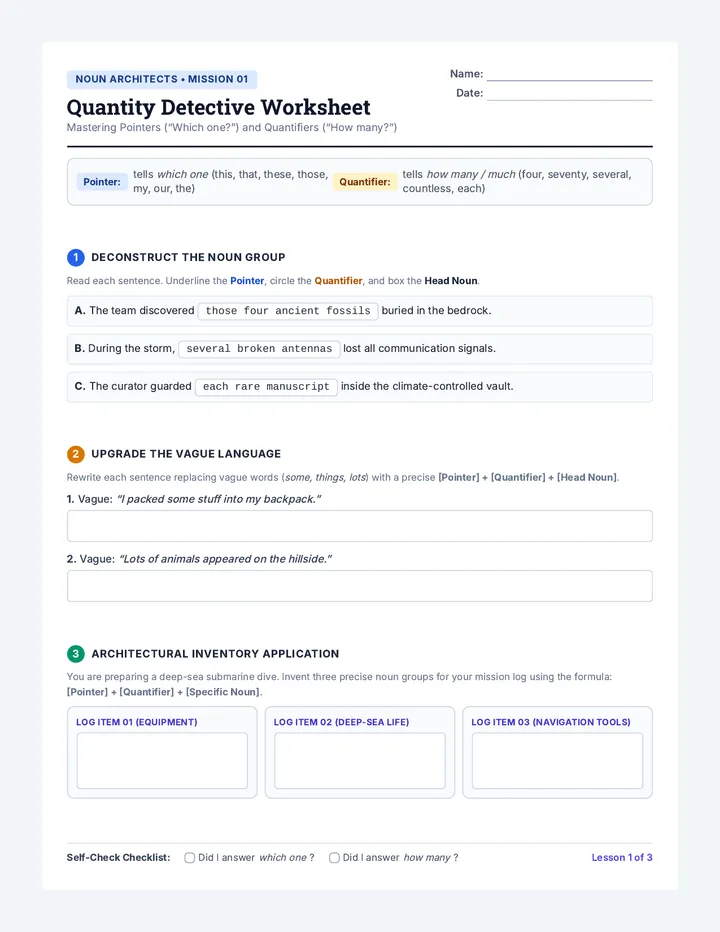 Quantity Detective Worksheet