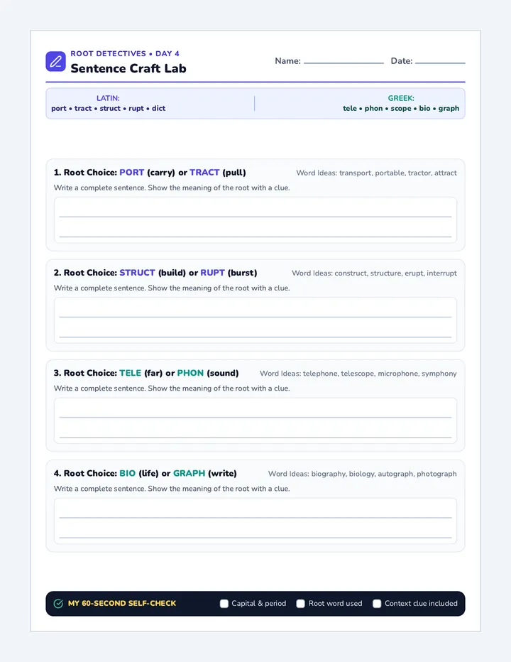 Sentence Craft Worksheet