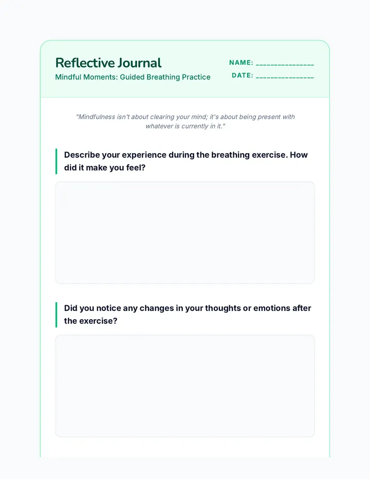 Reflective Journaling Worksheet