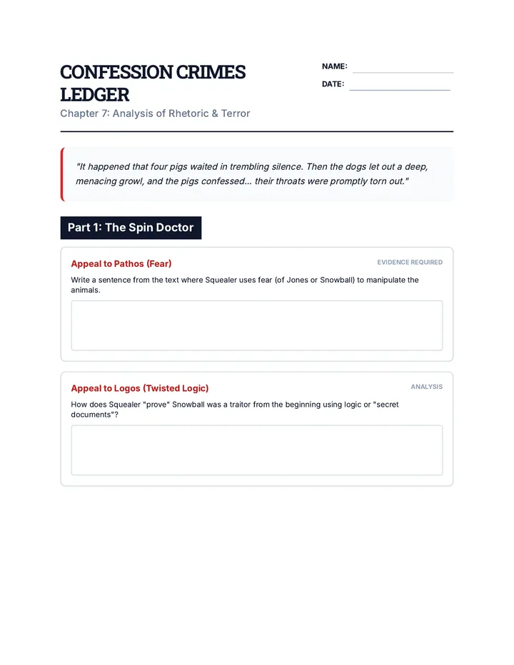 Confession Crimes Worksheet