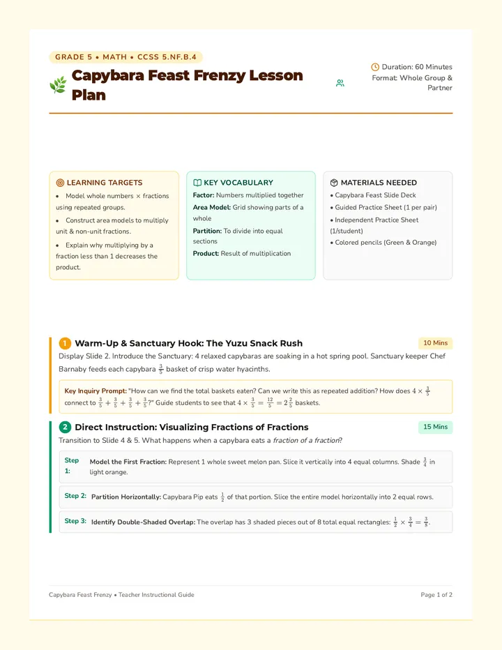 Capybara Feast Lesson Plan