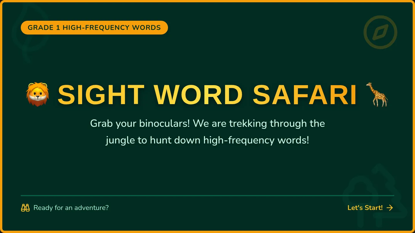 Sight Word Safari Slides