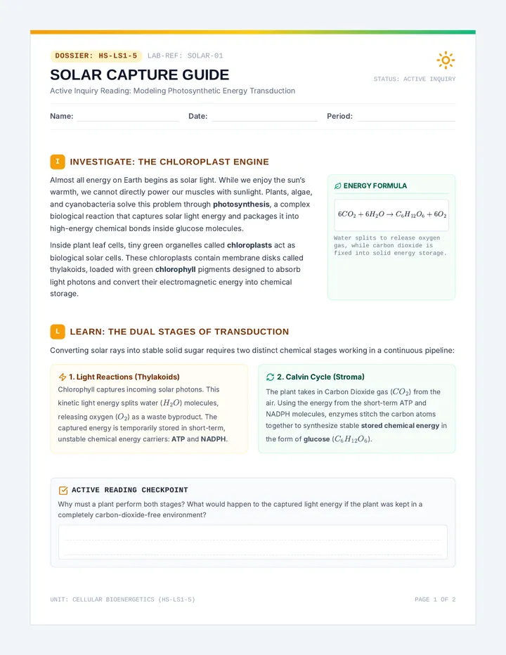 Solar Capture Reading Guide