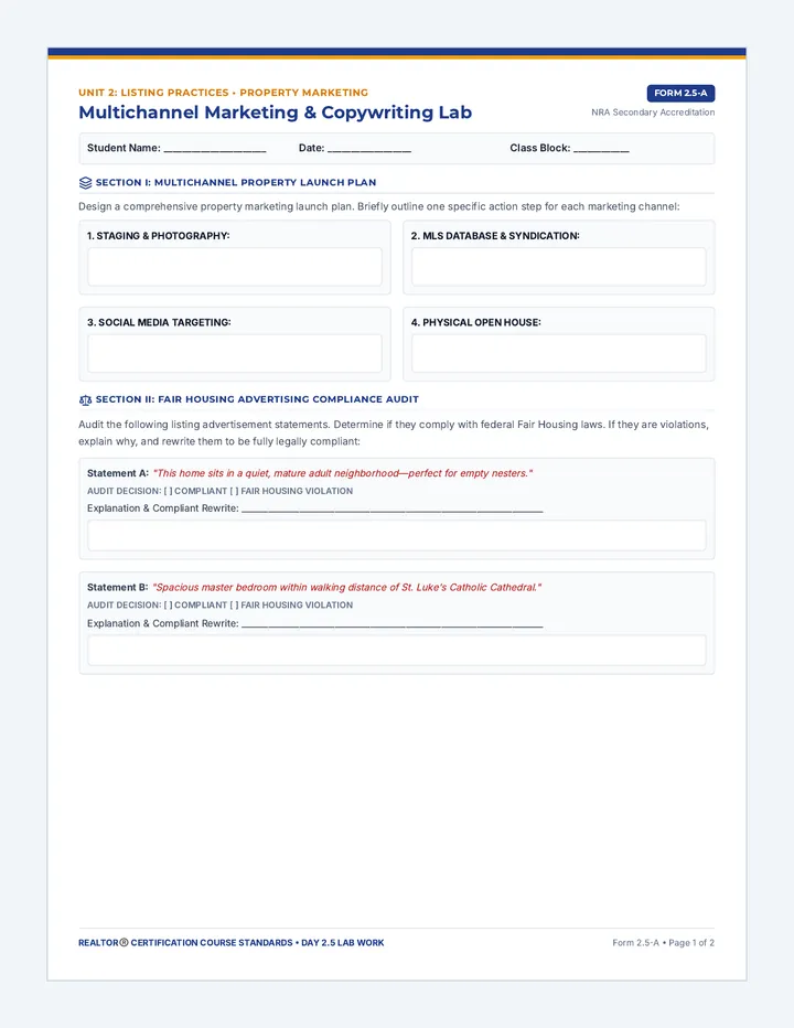 Property Marketing Worksheet