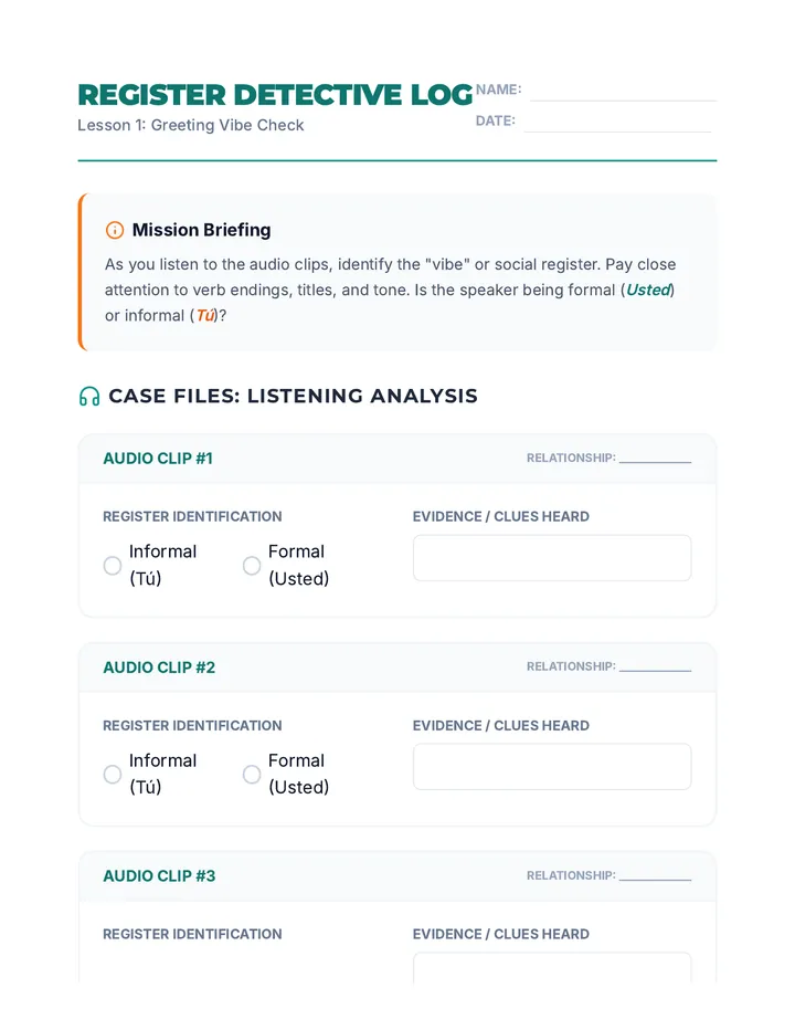 Register Detective Worksheet