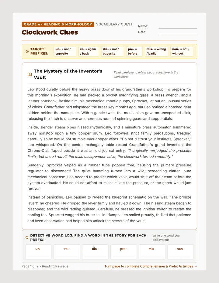 Clockwork Clues Reading Passage