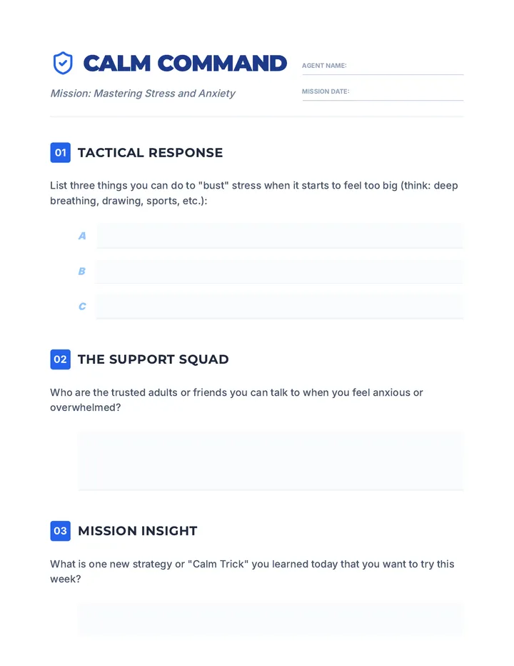 Calm Command Worksheet