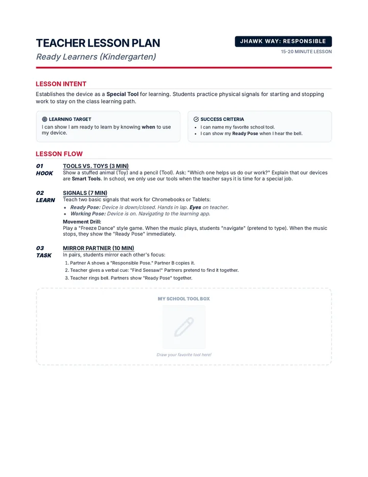 Ready Navigators Teacher Plan K