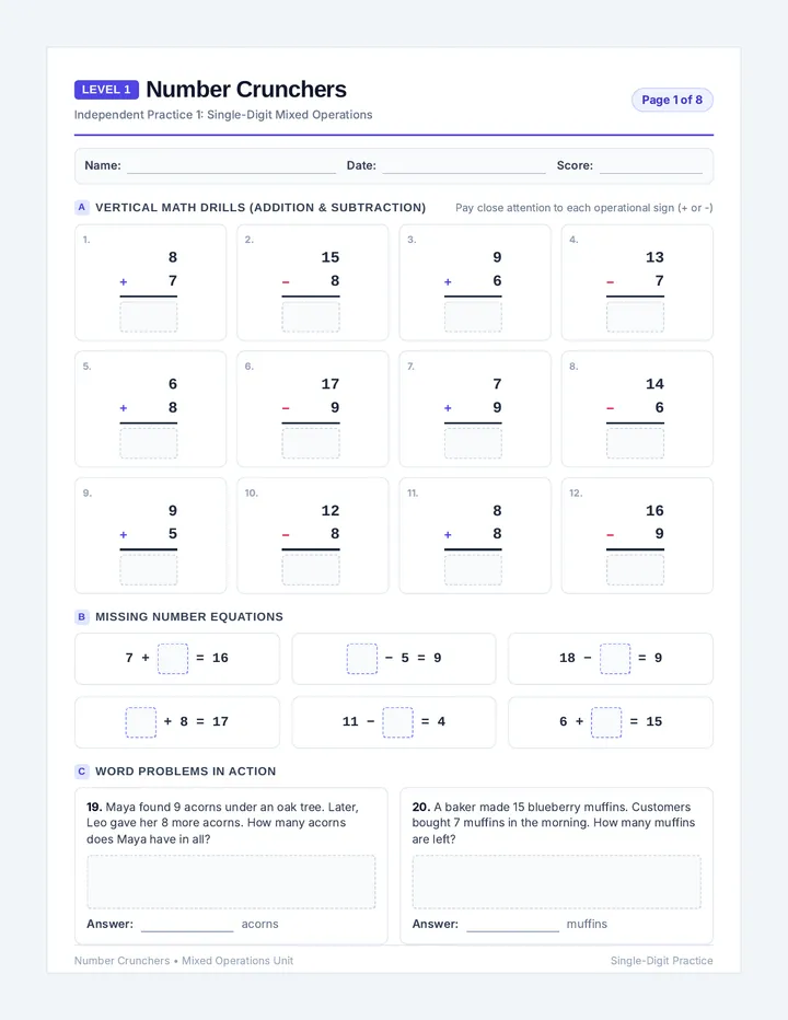 Number Crunchers Practice Packet