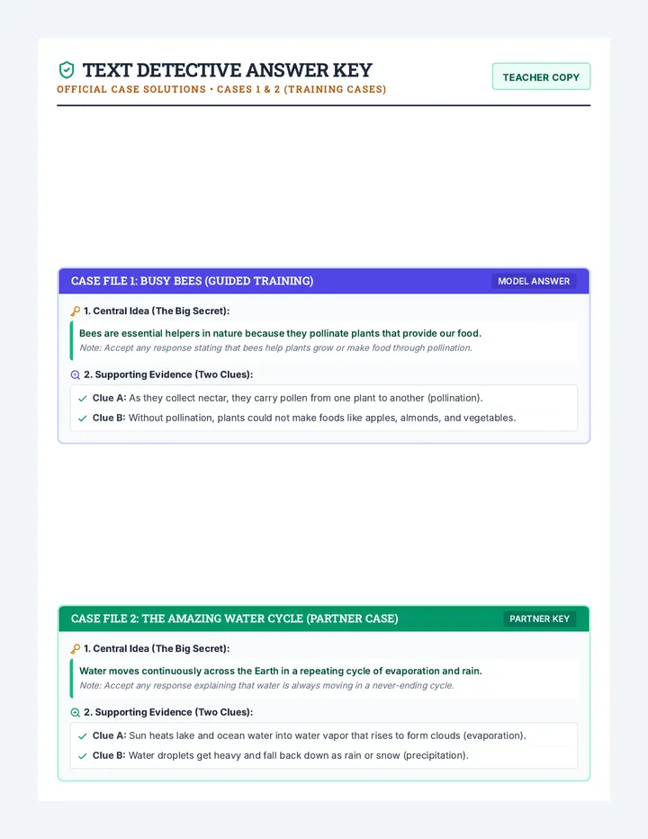 Text Detective Answer Key