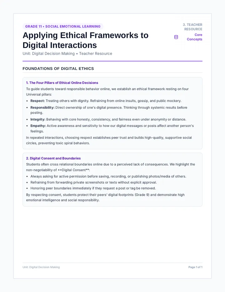 Ethical Teacher Resource