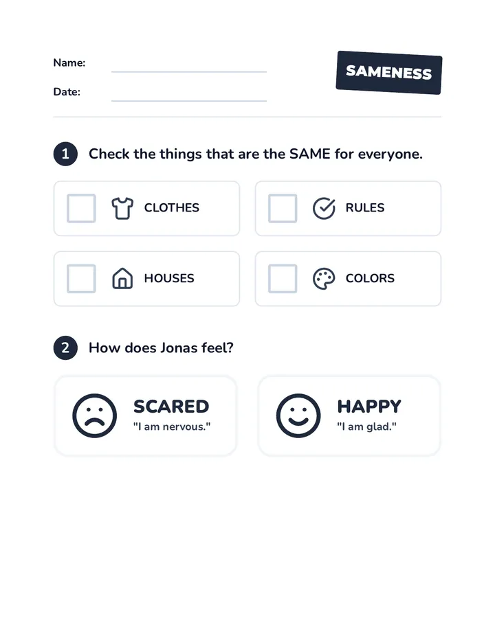 Sameness Discovery Worksheet