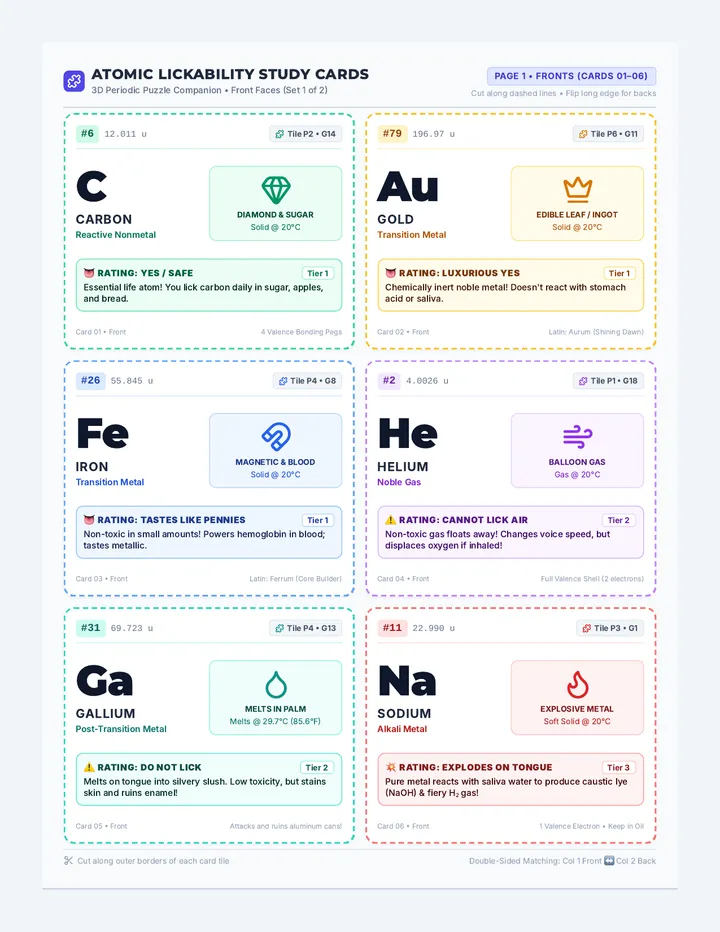 Atomic Lickability Study Cards