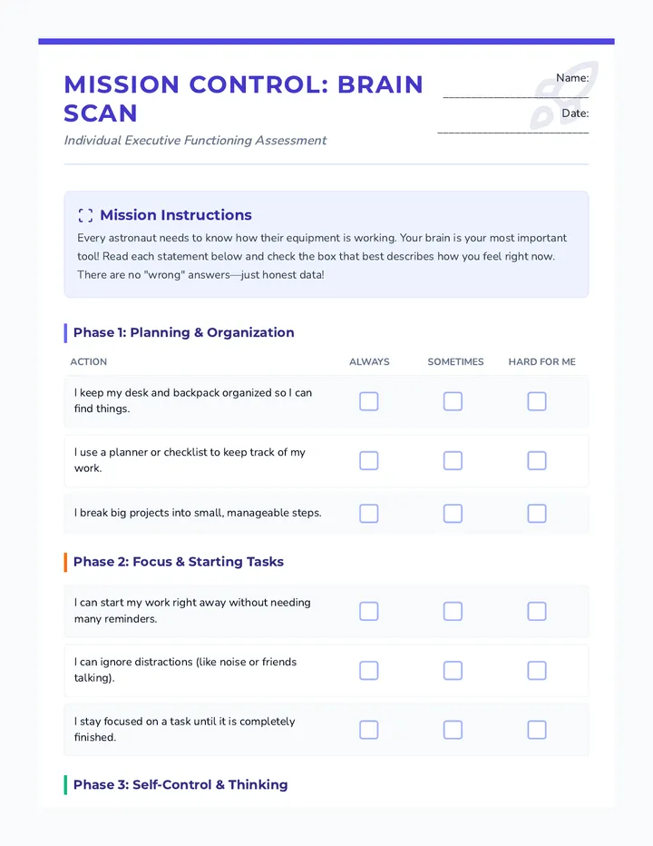 Brain Scan Checklist