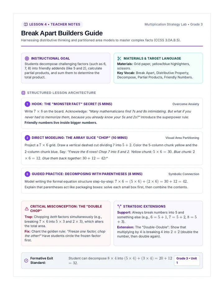 Break Apart Factors Teacher Guide