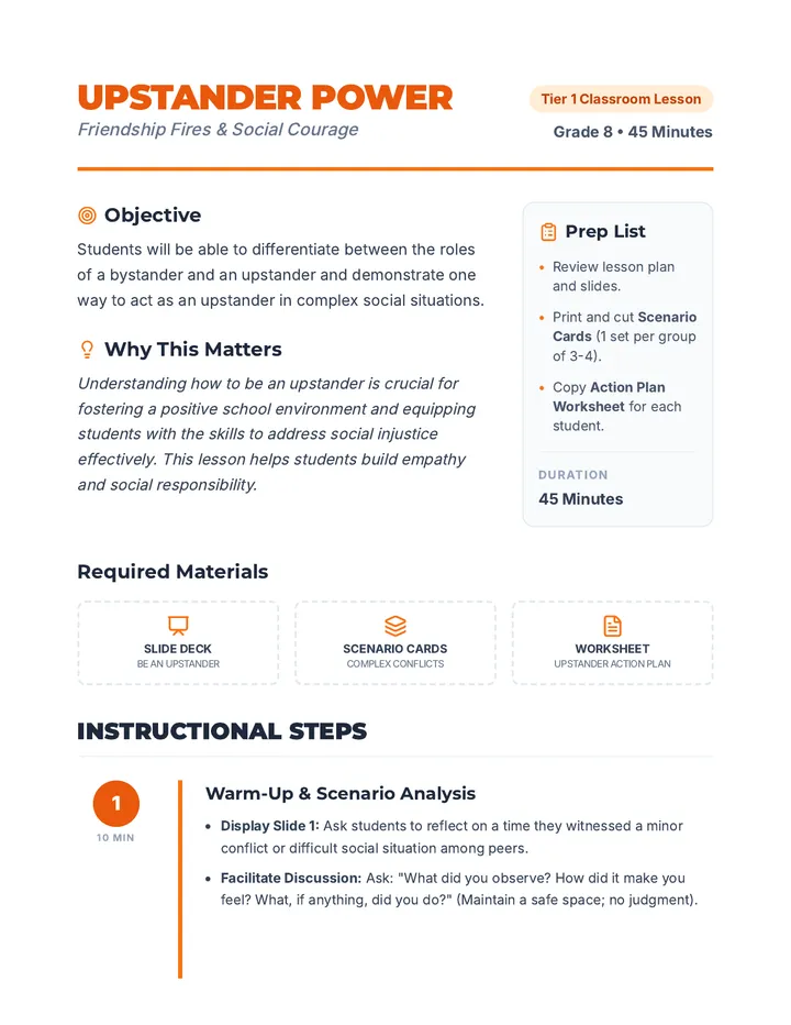 Upstander Power Lesson Plan