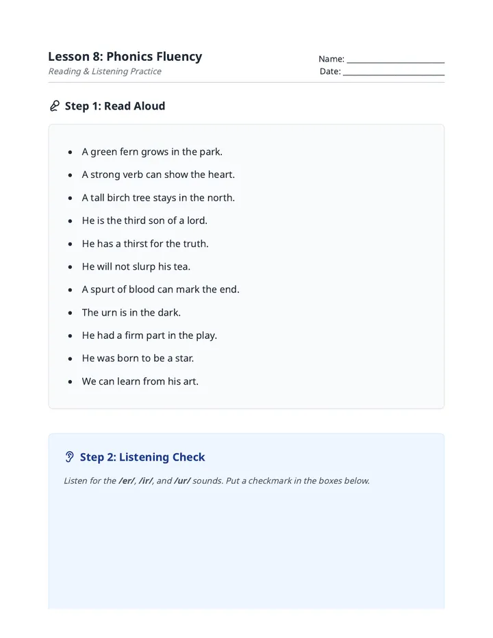 Fluency Practice Handout L8