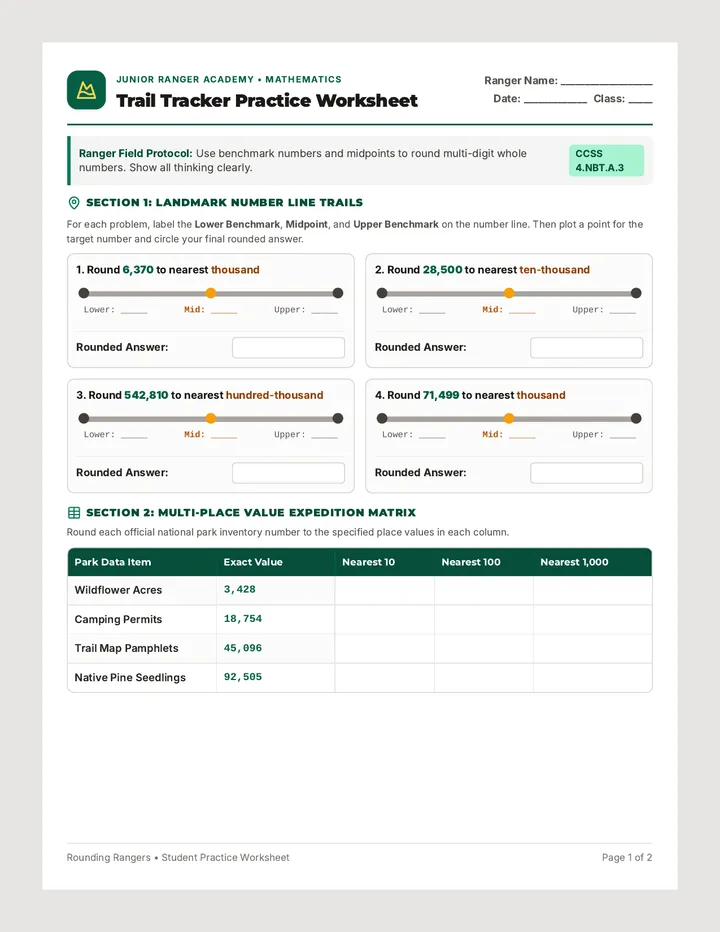 Trail Tracker Worksheet