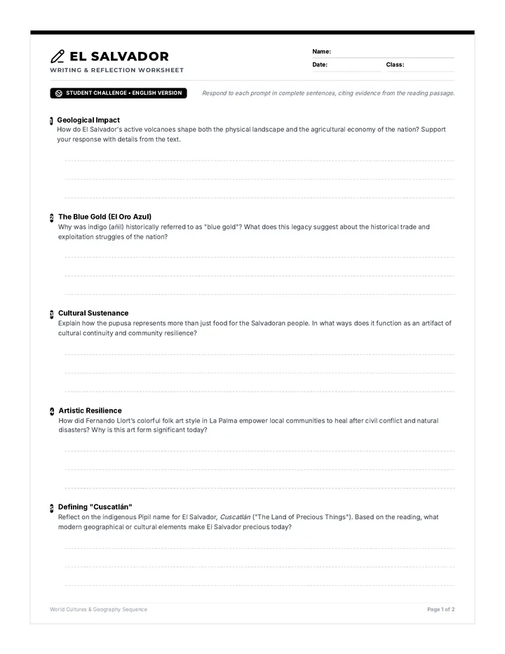 Volcano Land Writing Worksheet