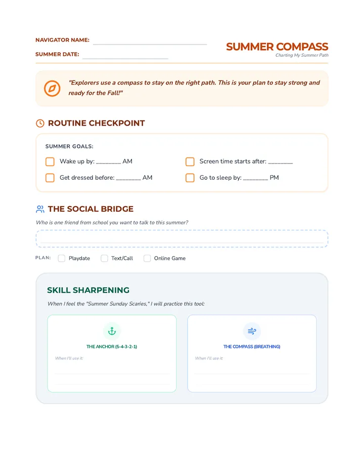 Summer Compass Worksheet